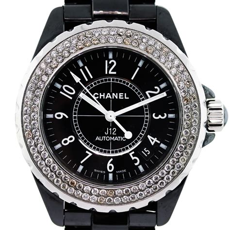 chanel black watch with diamonds.